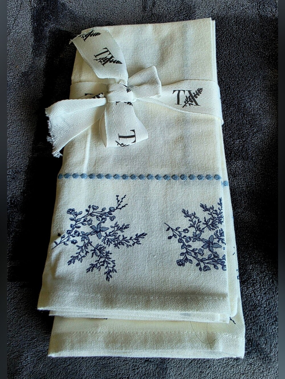 2 sets of 4 New my Texas House Blue White Floral Cotton Cloth Napkins 20 x 20" - Picture 3 of 9